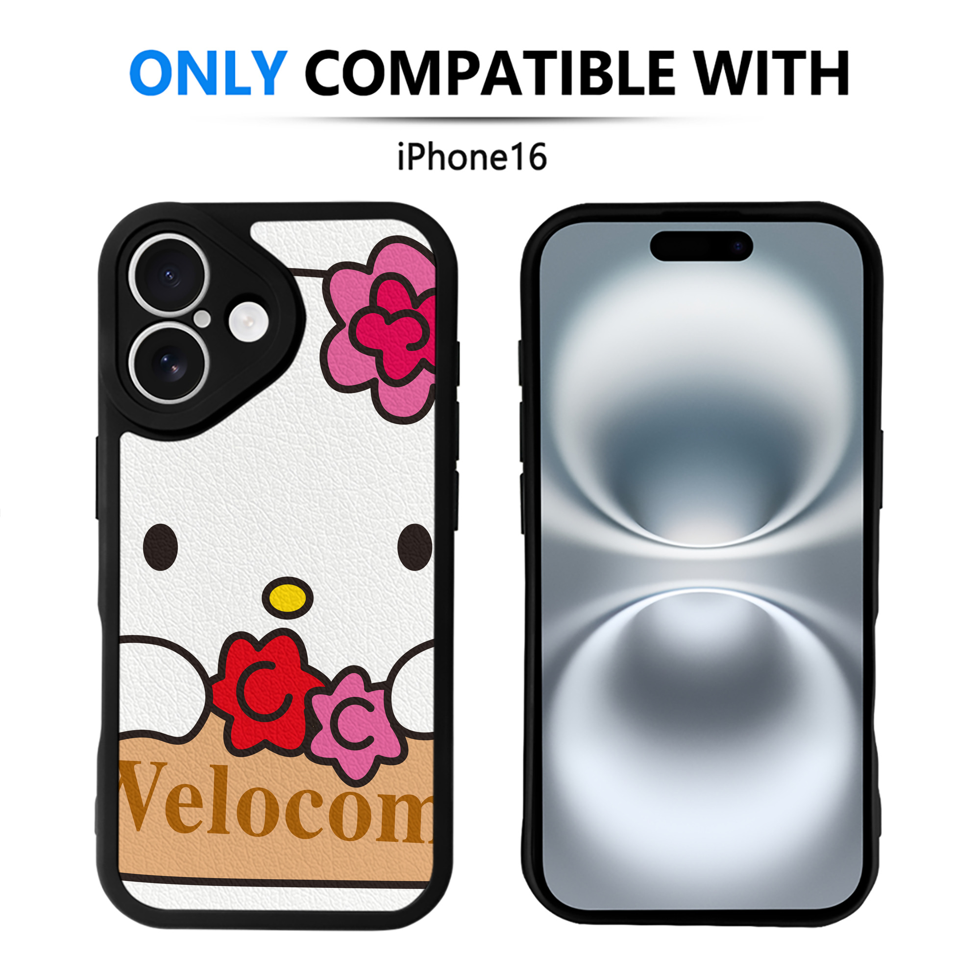 （画像用） Hello Kitty ハローキティ 【iPhone 16シリーズ対応】シリコンスマホケース（レザー調） 材質：シリコン
